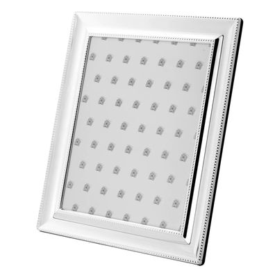 Fotorahmen Fotogröße 20 x 25 cm versilbert Perlrand Bilderrahmen mit Samtrücken