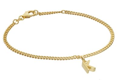 trendor Schmuck Mädchen-Armband mit Buchstabe K 925 Silber Vergoldet 21602-K
