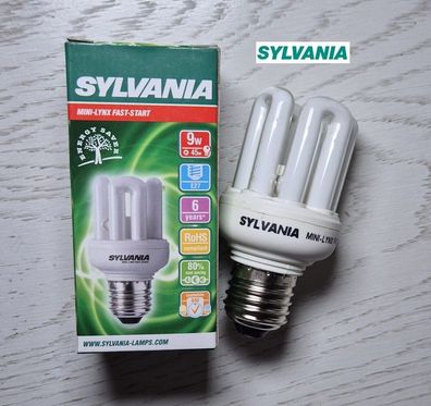 Sylvania Energiesparlampe Röhre EL 9W Mini Kompakt E27 450lm cool white kalt 840