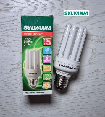 Sylvania Energiesparlampe Röhre EL 15W Mini Kompakt E27 850lm warmweiß white 827