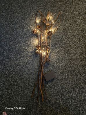 LED-Zweige "Zapfen" Dekoration echten Natur-Zapfen 5er-Set je ca. 75 cm