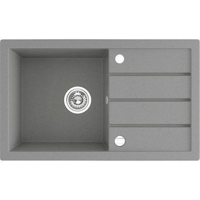 Granitspüle Einzelbecken T. III 48x79 Grau mit Abtropffläche | Siphon im SET!
