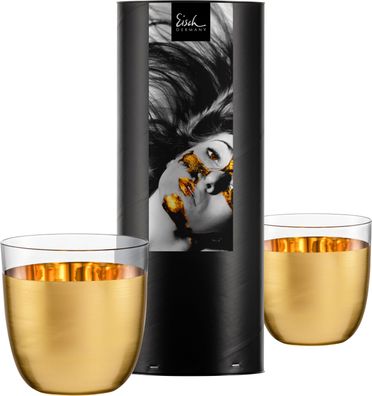 Eisch Vorteilset 2 Stück 2 Becher 104/15 full-gold in Geschenkröhre COSMO Collect