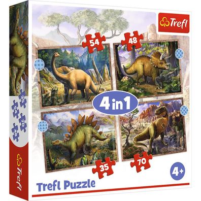 TREFL Puzzle Interessante Dinosaurier 4in1 (35,48,54,70 Teile)