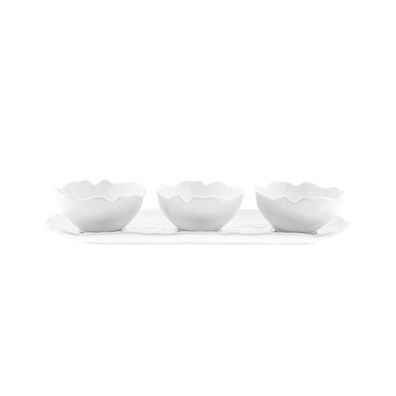 Alya 4-teiliges Snackschalen-Set in Wave-Style - 3 Schälchen & 1 Servierteller