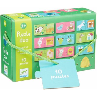 DJECO Puzzle Tierhäuser 12x2 Stück