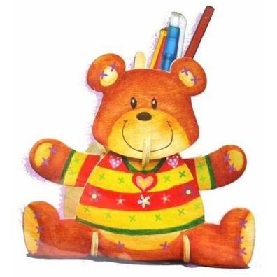 Artlover 3D-Puzzle Bleistiftständer Teddybär mit Buntstiften