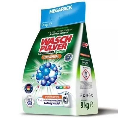 WaschPulver Universal 9 kg - Profi Waschmittel für 106 Wäschen