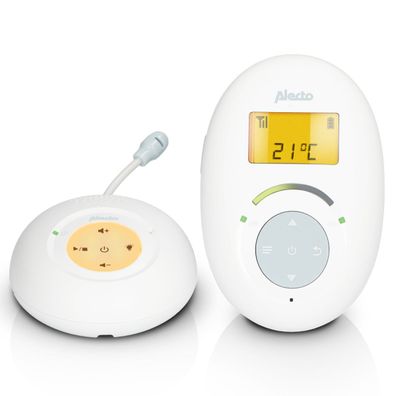 ALECTO DECT Babyphone mit Sparbetrieb und Display, weiß/blau