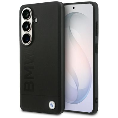 BMW Hülle Galaxy S26 Plus Echtleder schwarz geprägt MagSafe Logo Metall