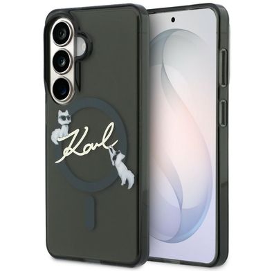 Hülle Karl Lagerfeld Galaxy S26 Plus transparent schwarz MagSafe Katze Logo