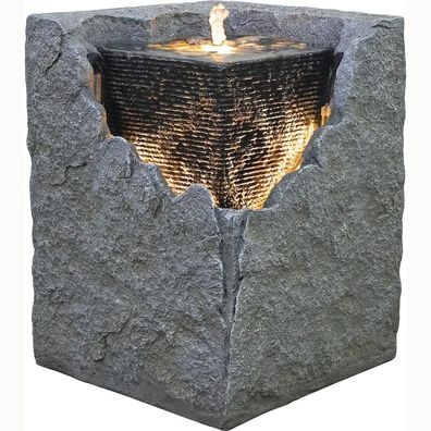 Granimex Yuna-Würfel, Wasserquelle inkl. LED-Beleuchtung und Pumpe H45x35x35cm