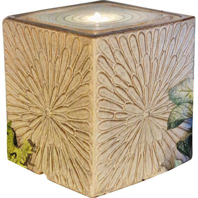 Granimex Jaredo beige Keramik-Wasserwürfel mit Pumpe LED-Beleuchtung Brunnen 36x36x3