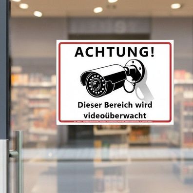 Aufkleber Set 3x Achtung Videoüberwachung A6 Sticker Kamera Alarm wetterfest