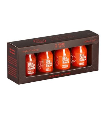Bio-Chilisaucen Probierset „Inferno“ Schärfegrad von 9/12 bis 12/12
