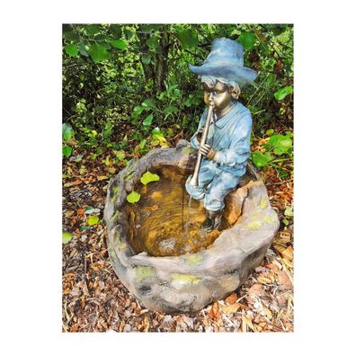 Granimex Flötenspieler Polystone Wasserspeier ohne Dekobecken und Pumpe Wasserspiel