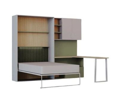 Schrankkbett LUMI Multifunktionales Wandbett mit Arbeitsbereich, Schreibtisch