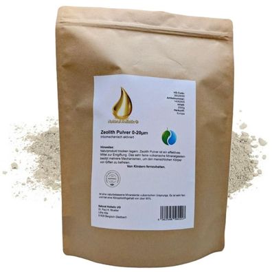 Zeolith Pulver 0-20µm 2000g tribomechanisch aktiviert im Kraftpapier Doypack