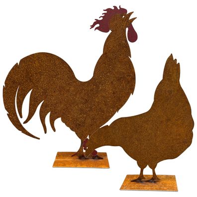 Rost Deko Hahn und Henne - ein charmantes Paar für Haus und Garten!