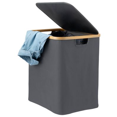 bremermann Wäschesammler mit herausnehmbarem Sack und Deckel, ca. 60 Liter, grau