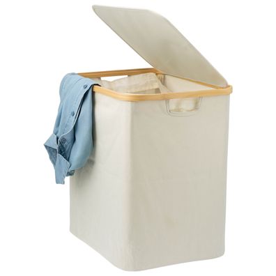 bremermann Wäschesammler mit herausnehmbarem Sack und Deckel, ca. 60 Liter, beig