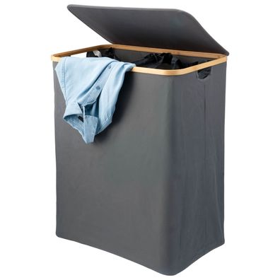 bremermann Wäschesammler mit herausnehmbarem Sack und Deckel ca. 145 Liter, grau