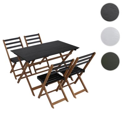 Garnitur HWC-P72, Sitzgruppe Lounge-Set Garten 4x Stuhl Tisch, Akazie Holz klappbar