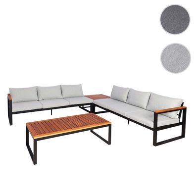 Garten-Garnitur HWC-L26, Gartenlounge Lounge-Set, Metall Holz MVG-zertifiziert