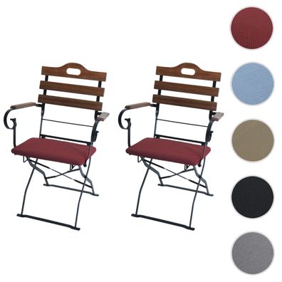 2er-Set Biergartenstuhl HWC-J40, Klappstuhl Gartenstuhl, Gastronomie-Qualität Akazie