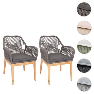 2er-Set Gartenstuhl HWC-H56b, Sessel Outdoor, wetterfest Seilgeflecht Rope