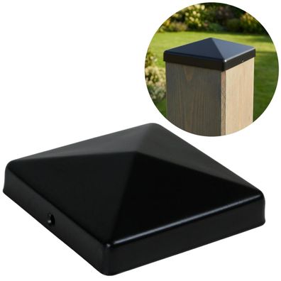 Pfostenkappe für Holzpfosten Pfostenabdeckung Metall schwarz pulverbeschichtet