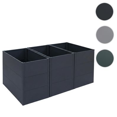 3er-Set Hochbeet HWC-P64, Pflanzbeet Blumenkasten Pflanzkübel Stahl 77x150x100cm