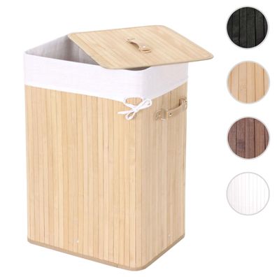Wäschekorb HWC-C21, Laundry Wäschesammler Wäschebehälter, Bambus 61x43x32cm 70l