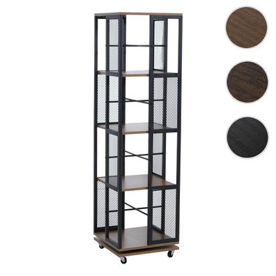 Bücherregal HWC-P13, Rollen drehbar, Metall Industrial Melamin MVG 147x40x40cm