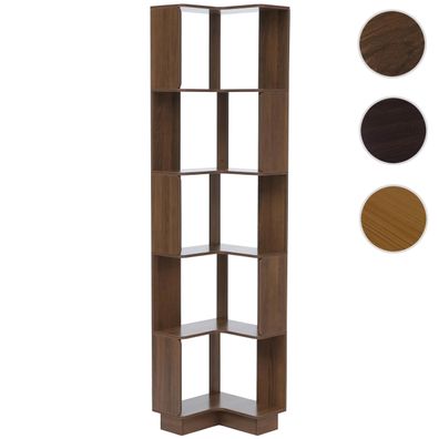 Eck-Bücherregal HWC-P53, Eckregal Standregal, 5 Ebenen MDF Melamin 175x40x40cm
