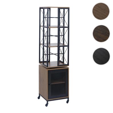 Bücherregal HWC-P13, Rollen drehbar Tür, Industrial Melamin MVG 162x40x42cm