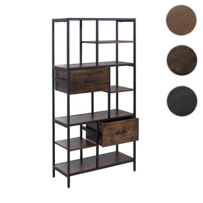 Regal HWC-P11, Bücherregal, Schubladen Industrial MDF Metall Melamin 150x81x33cm