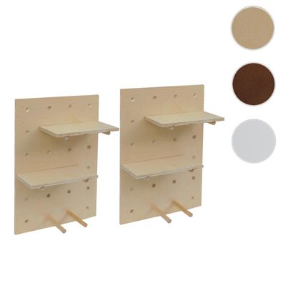 2er-Set Wandpaneel HWC-P24, Wandregal Steckboard 4 Ebenen Aufhängung 60x40cm FSC®
