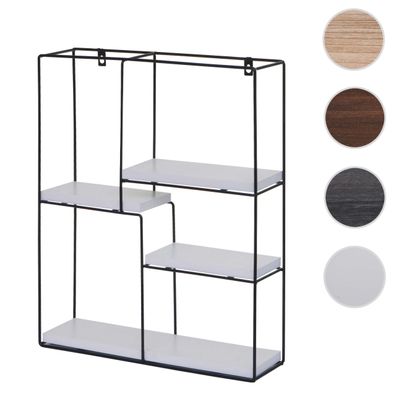 Wandregal HWC-K76, Hängeregal Regal, 4 Regalböden Metall Massiv-Holz 51x40x11cm