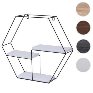 Wandregal HWC-K76, Hängeregal, 3 Regalböden Metall Massiv-Holz 43x49x11cm