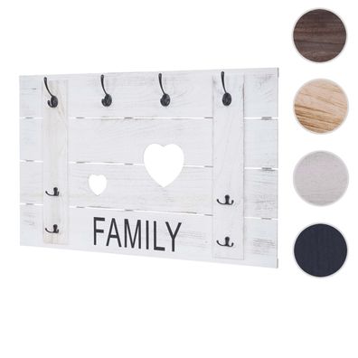 Wandgarderobe HWC-C89 Family, Garderobenpaneel, Shabby-Look Vintage, 8 Haken 60x90cm
