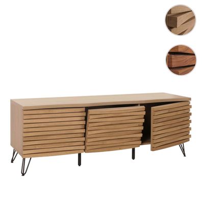 TV-Rack HWC-M49, Lowboard TV-Schrank, 3D-Design Staufächer, MDF Metall