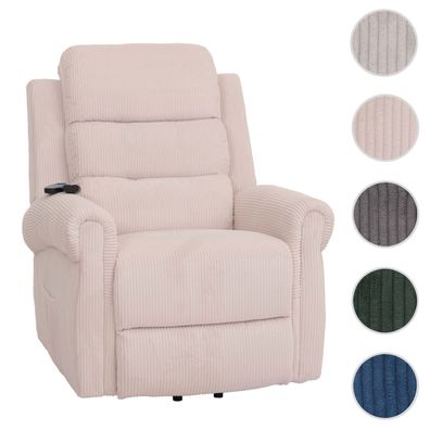 Fernsehsessel HWC-K63, Aufstehhilfe Massage Heizfunktion, Stoff (220g/m²) Cord