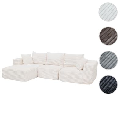 Sofa-Garnitur HWC-P20, Couch Loungesofa, StoffCord (370 g/m²) Liegefläche links