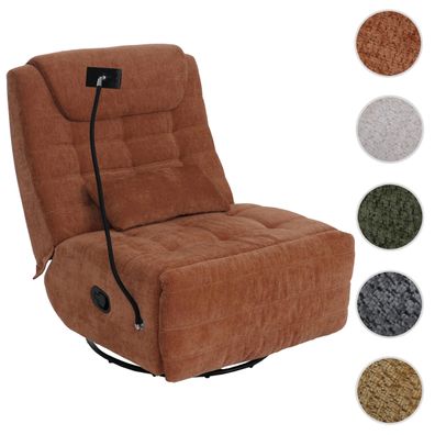 Relaxsessel HWC-P92, TV-Sessel, drehbar Kippfunktion Handyhalterung, Chenille