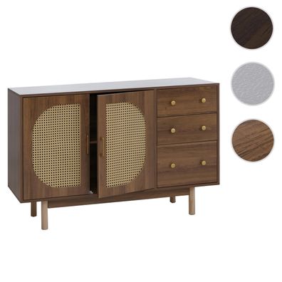 Sideboard HWC-P52, Schrank Staufächer, Poly-Rattan MDF Melamin 80x120x40cm braun