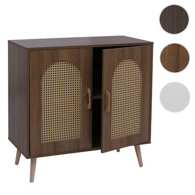 Kommode HWC-P51, mit Türen Staufächer, Poly-Rattan MDF Melamin 79x80x40cm