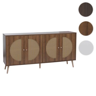Sideboard HWC-P49, Schrank Türen, Poly-Rattanfront MDF Melamin 80x160x40cm