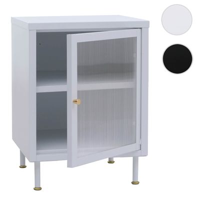 Nachttisch HWC-O87, Nachtschrank, Industrial Staufächer Metall Schilfglas 55x41x41cm
