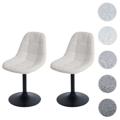 2er-Set Esszimmerstuhl HWC-A60, Küchenstuhl Drehstuhl Stahl Stoff Bouclé 450g/m²